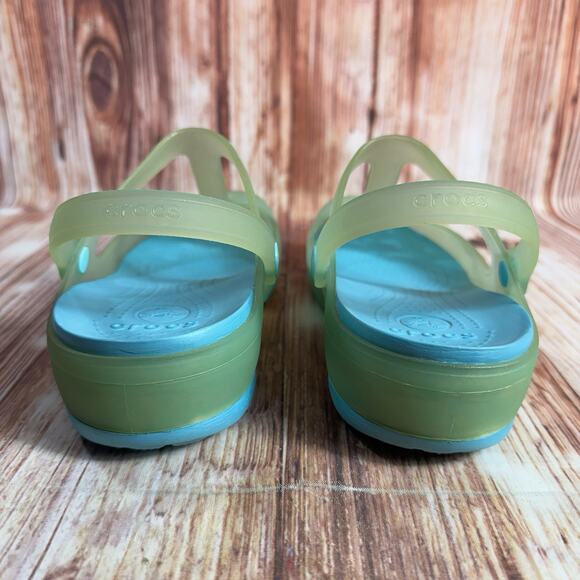 Crocs CARLIE Size 8 Blue Green Mary Jane Sandals Clogs Slide Closed Toe Shoes - Picture 4 of 12